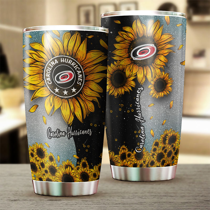 Keep the Sunshine with Carolina Hurricanes Sunflower NHL Tumbler - Image 2