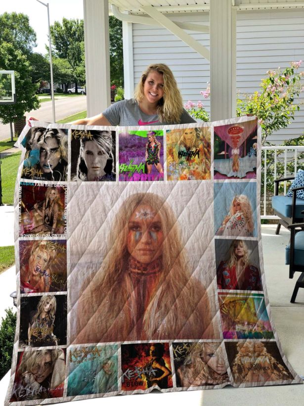 Kesha For Fans Music Quilt Blanket with Colorful Pop Art Design