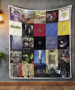 King Crimson Style Collected Album Covers Quilt Blanket for Progressive Rock Fans
