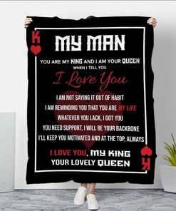 King Size My Man I Love You My King Quilt Bedding Set for Couples
