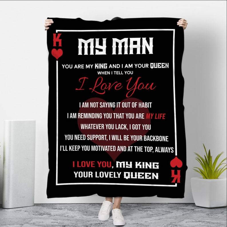 King Size My Man I Love You My King Quilt Bedding Set for Couples