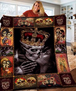 King Skull Couple Quilted Bedding Set - Perfect for Gothic Lovers