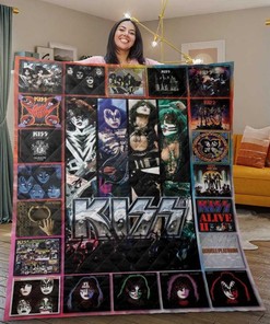 Kiss Music Band Quilt Bedding Set Vintage Collage Gift For Fan with Quilt Blanket