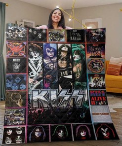 Kiss Quilt Blanket, Kiss Gift For Fan, Kiss Band Album Collage 2 Duvet Quilt Bedding Set Quilt Blanket