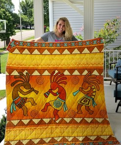 Kokopelli Vintage Pattern Quilt Blanket - Embrace Native American Culture with a Kokopelli Quilt Bedding Set