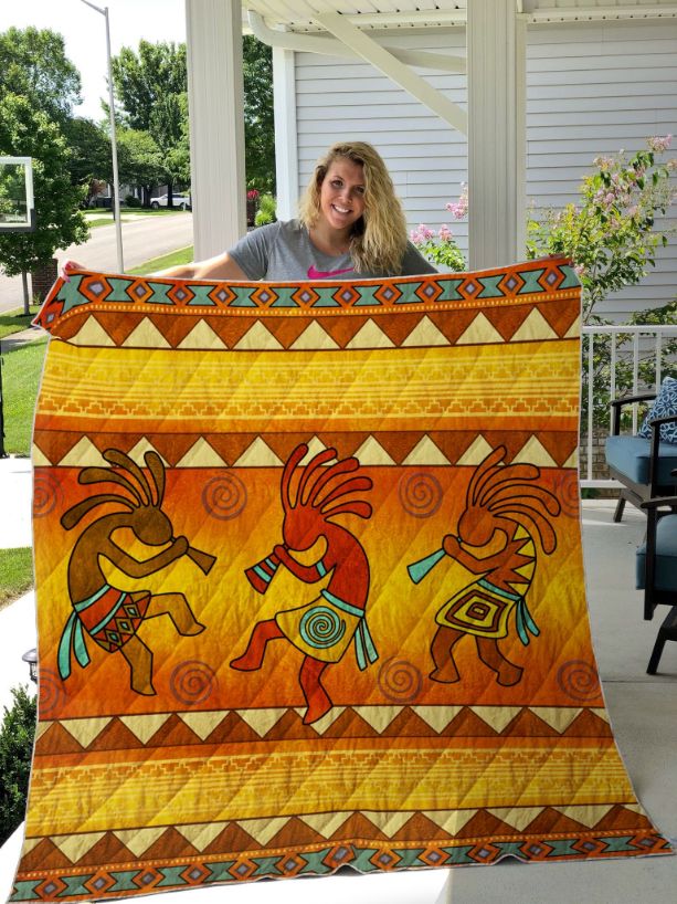Kokopelli Vintage Pattern Quilt Blanket - Embrace Native American Culture with a Kokopelli Quilt Bedding Set