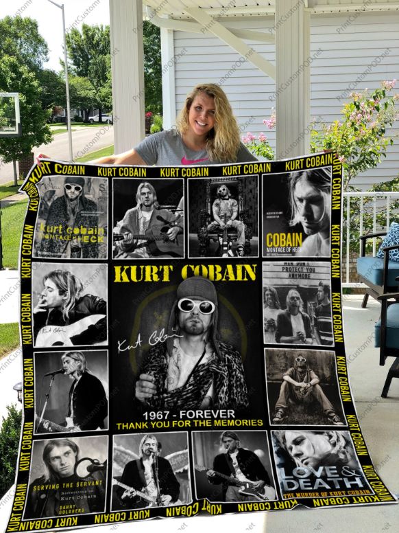 Kurt Cobain Collection Collected Vintage Quilt Blanket with Keywords