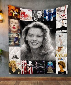 Kylie Minogue Retro Style Album Covers: Quilt Bedding Set with Fleece Blanket for Kylie Minogue Fans