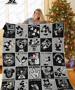 LA Kings' Fan Rejoice with Mickey Mouse Quilt Blanket - Soft and Warm