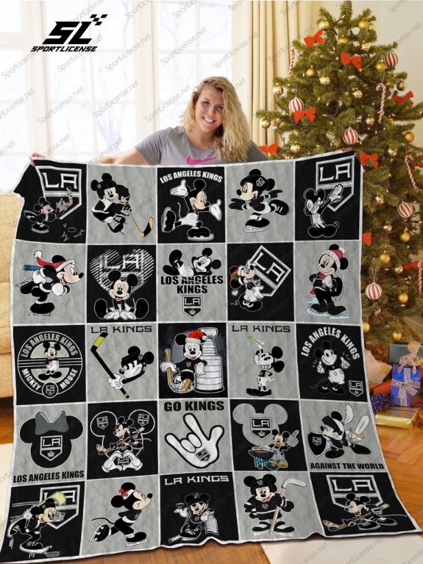 LA Kings' Fan Rejoice with Mickey Mouse Quilt Blanket - Soft and Warm