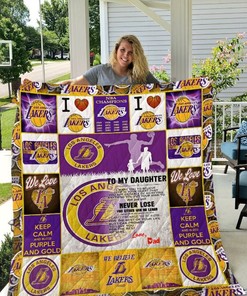 LA Los Angeles Lakers Love Dad Quilt Bedding Set for Kids- To My Daughter.