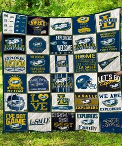 LaSalle Explorers Ncaa Vintage Quilt Bedding Set with Combined Quilt Blanket