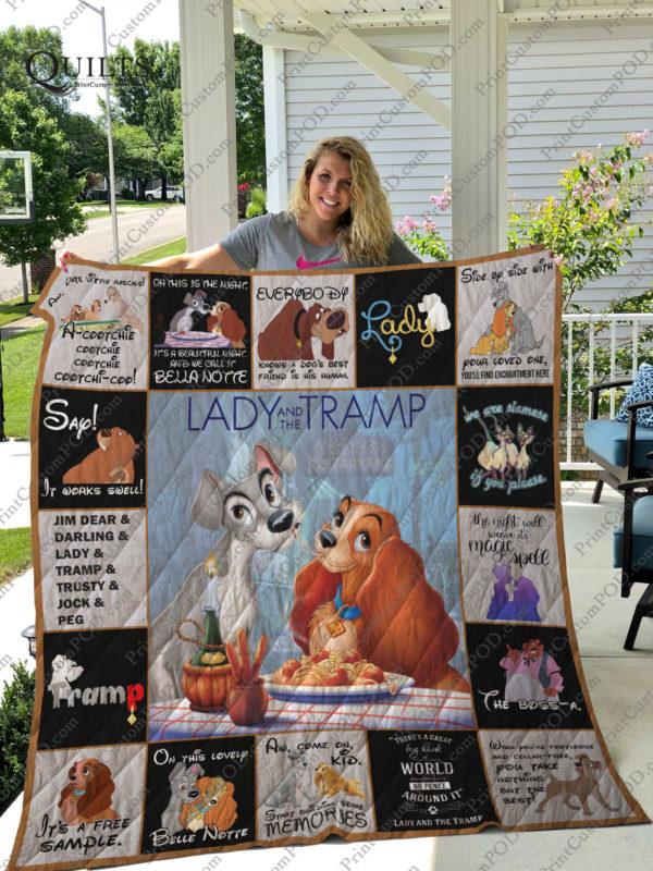 Lady and the Tramp Disney Inspired Quilt Bedding Set for Fans