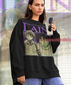 Lain Fan Tees with Classic Iwakura Sweater for Anime 90s Fans