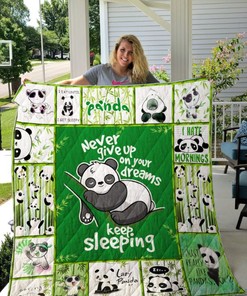 Lazy Panda Never Give Up On Your Dreams Perfect Gifts For Panda Lover Quilt Bed Set with Cute Animal Print