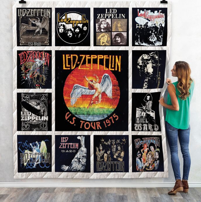 Led Zeppelin Albums Collected Quilt Bedding Set for US Tour Fans