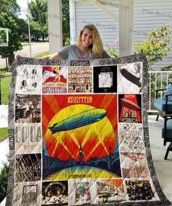 Led Zeppelin Albums Poster Quilt Blanket for Music Lovers