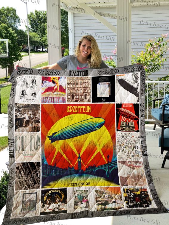 Led Zeppelin Albums Poster Quilt Blanket for Music Lovers