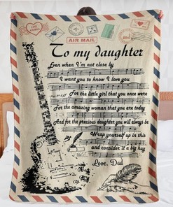 Let Your Daughter Know She Is Loved With This Guitar Letter Blanket For Daughter From Dad Birthday Gift