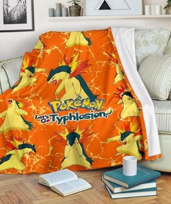 Let's Go Typhlosion Pokemon Fleece Blanket Gift For Fan, Premium Comfy Sofa Throw Blanket Gift for Pokemon Fans