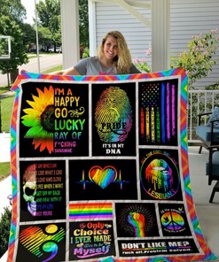 Lgbt Pride Quilt Blanket - Happy Go Lucky Ray Of Fucking Sunshine