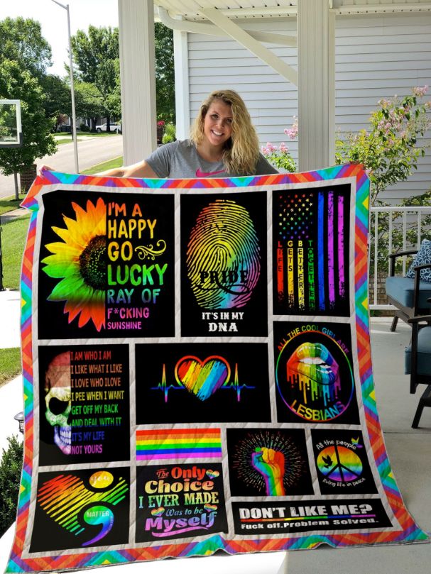 Lgbt Pride Quilt Blanket - Happy Go Lucky Ray Of Fucking Sunshine
