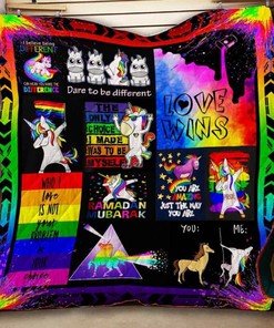 Lgbt Unicorn Quilt Bedding Set - Celebrate diversity with this colorful and inclusive Lgbt Unicorn quilt bedding set