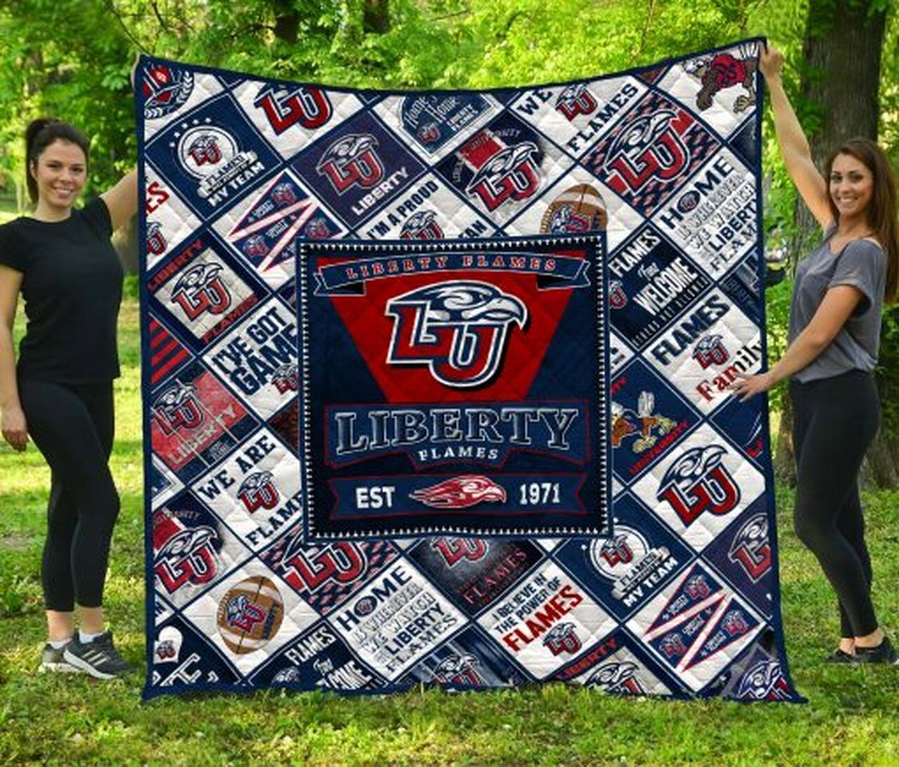 Liberty Flames Big NCAA Quilt Blanket - Keep Warm with Some Flaming Spirit