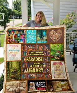 Library Love Quote Quilt Bedding Set for Book Lovers