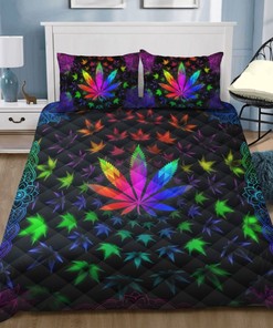 Ligerking Collected Weed Quilt Bedding Set Perfect for Stoners