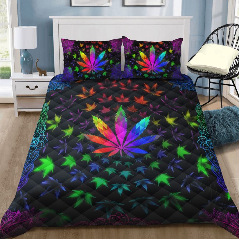 Ligerking Collected Weed Quilt Bedding Set Perfect for Stoners