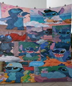 Lilo And Stitch Fan Gift, Funny Stitch Gift, Stitch As Elvis Quilt Bedding Set for Disney and Stitch Fans