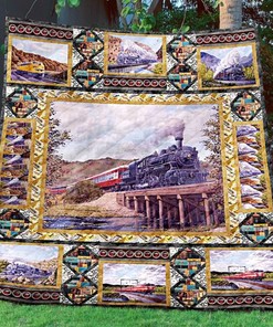 Limited Edition Train Tml190703 Quilt Blanket with Full Size Quilt Bed Set