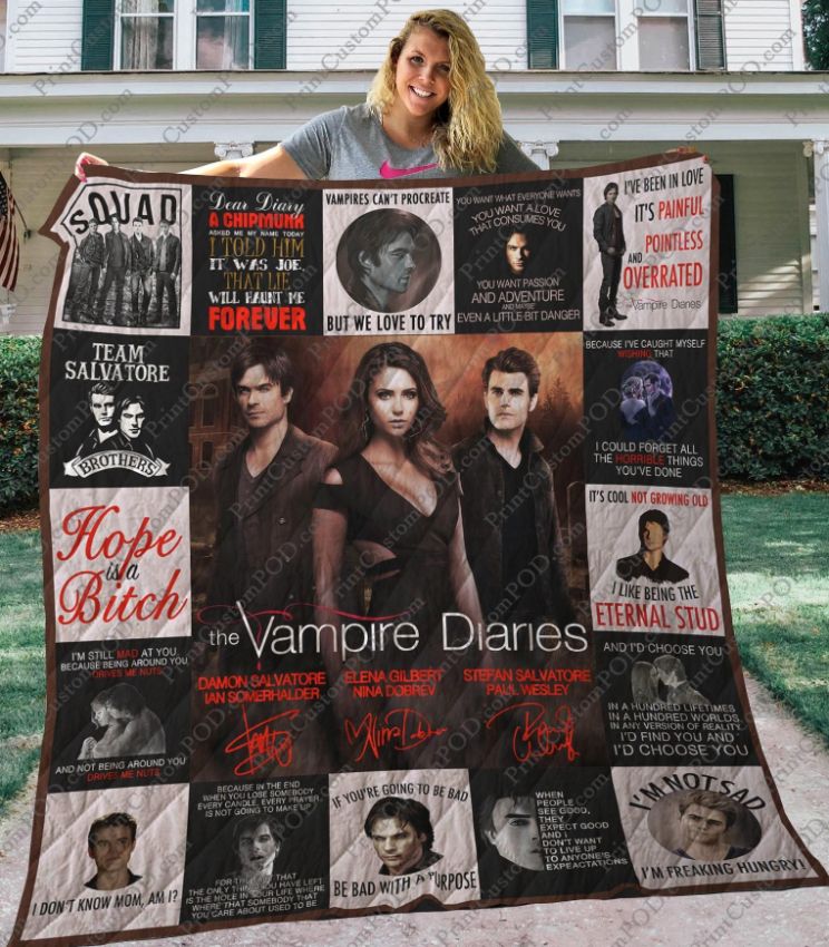Limited Edition Vampires Diaries Quilt Blanket - Get cozy while binge-watching the Vampire Diaries quilt blanket.