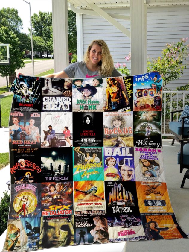 Linda Blair Vintage Quilt Blanket - A Must-Have for Horror Movie Lovers