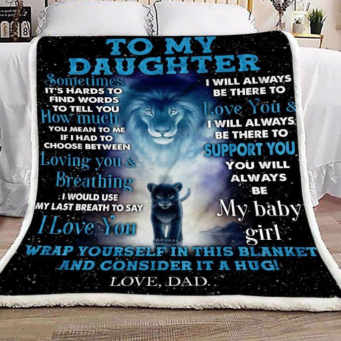 Lion Dad Fleece Quilt Bedding Set for Girls- To My Daughter.