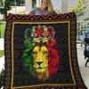 Lion King In Senegal Flag By Geometric Pattern Quilt Blanket