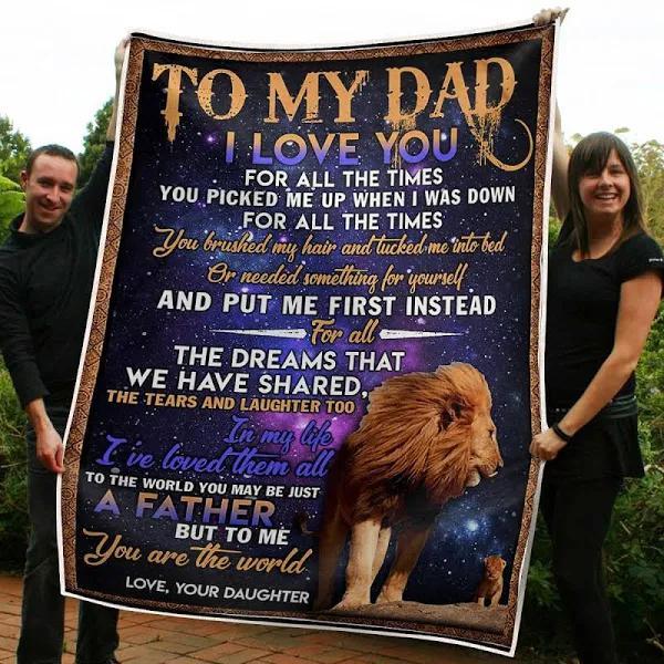 Lion King You Are The World I Love You Fleece Blanket To My Dad - A Heartfelt Father's Day Gift with Bed Set For Boys