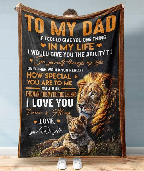 Lion To My Dad I Love You Forever & Always Fleece Blanket - A Heartfelt Father's Day Gift with Bed Set Twin
