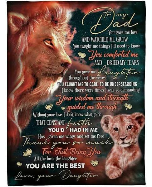 Lion To My Dad You Are The Best From Daughter Fleece Blanket - A Heartfelt Gift for Your Dad with Bed Set For Girls