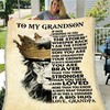 Lion To My Grandson You Are Braver Than You Think Fleece Blanket For Grandson From Grandpa - Roar with Courage for Kids
