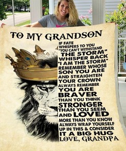 Lion To My Grandson You Are Braver Than You Think Fleece Blanket For Grandson From Grandpa - Roar with Courage for Kids