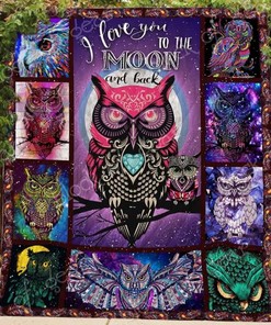 Little Owl With Mama I Love You To The Moon And Back Quilt Blanket for a Cute and Heartfelt Gift