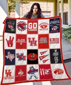 Logos Of Houston Cougars Quilt Bedding Set for Sports Fans