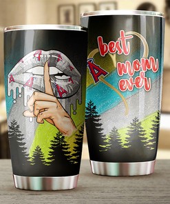 Los Angeles Angels MLB Tumbler for Best Moms Ever with flower design and MLB logo