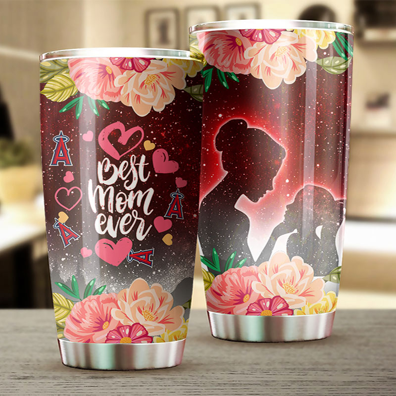 Los Angeles Angels MLB Tumbler with Cool Flower Design - Perfect Gift for Moms who Love Baseball - Image 2