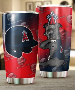 Los Angeles Angels MLB Tumbler with Funny Dog Design and MLB Logo