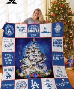 Los Angeles Dodgers Baseball Christmas Quilt Blanket - Celebrate the Holidays in Style