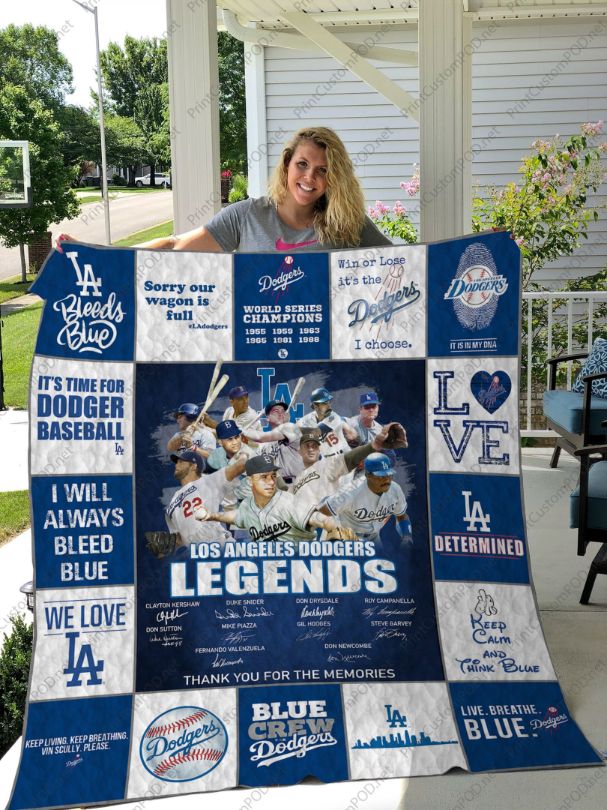 Los Angeles Dodgers Legends Signs Collection Quilt Blanket for Baseball Fans