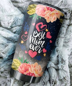 Los Angeles Dodgers MLB Tumbler for Best Mom Ever with Cool Flower Design and MLB Logo